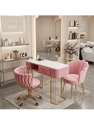 Set de Manicura Profesional Completo con Mesa de Uñas y 2 Sillas de Manicura Profesional