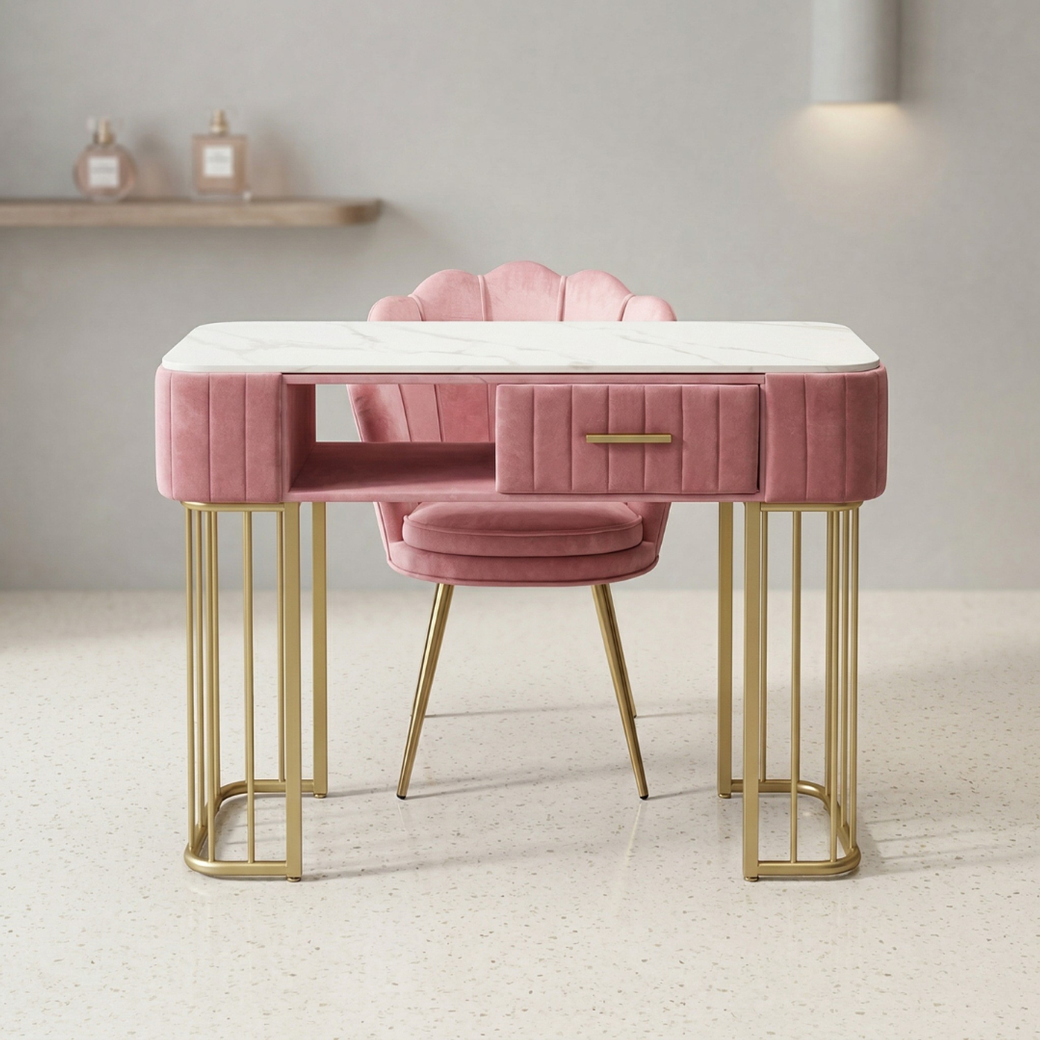 Set de Manicura Profesional con Mesa de Uñas y 2 Sillas de Manicura  9