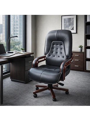 Silla Gerencial Ejecutiva Ergonómica Capitoné de Cuero Premium