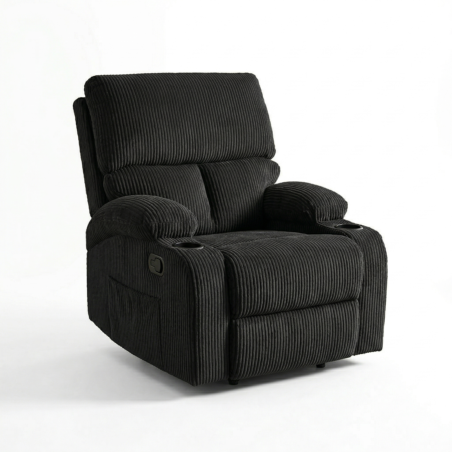 Sofá Bergère Individual Reclinable Tapizado Pana Negro 4