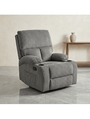 Sofá Individual Bergère Reclinable Tapizado en Pana Gris