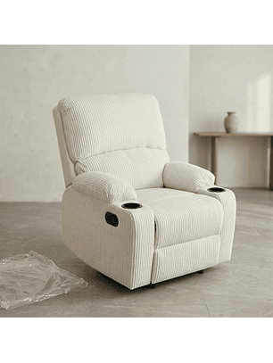 Sofá Individual Bergère Reclinable Tapizado en Pana Beige
