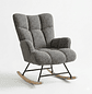 Silla Mecedora Moderna Bouclé Gris Acolchada para Living - Miniatura 4