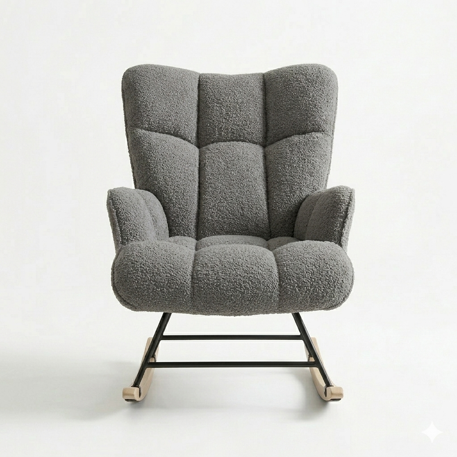 Silla Mecedora Moderna Bouclé Gris Acolchada para Living 5