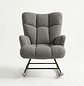 Silla Mecedora Moderna Bouclé Gris Acolchada para Living - Miniatura 5