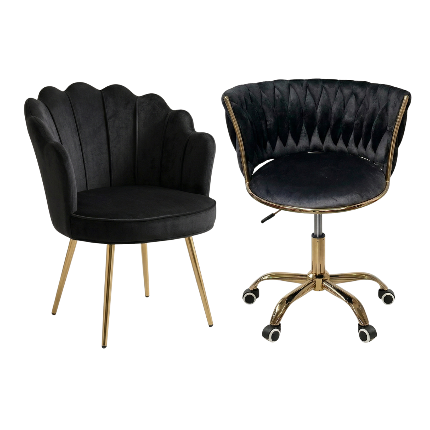 Set de 2 Sillas de Manicura Profesional una Fija y Con Ruedas para Salón de Uñas Moderno 8