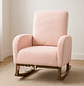 Sillón  Mecedora Tela de Peluche con Patas de Madera Nórdico Ergonómico  - Miniatura 2