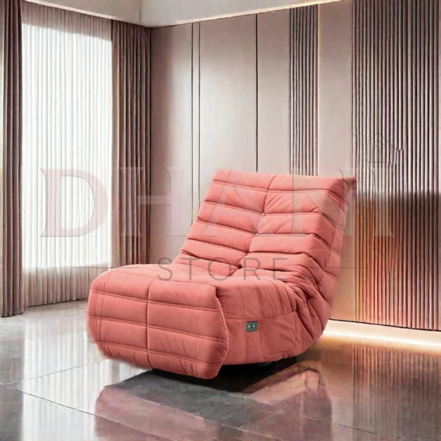 Mecedora Moderna Ergonómica Acolchada en Tela Suave 3