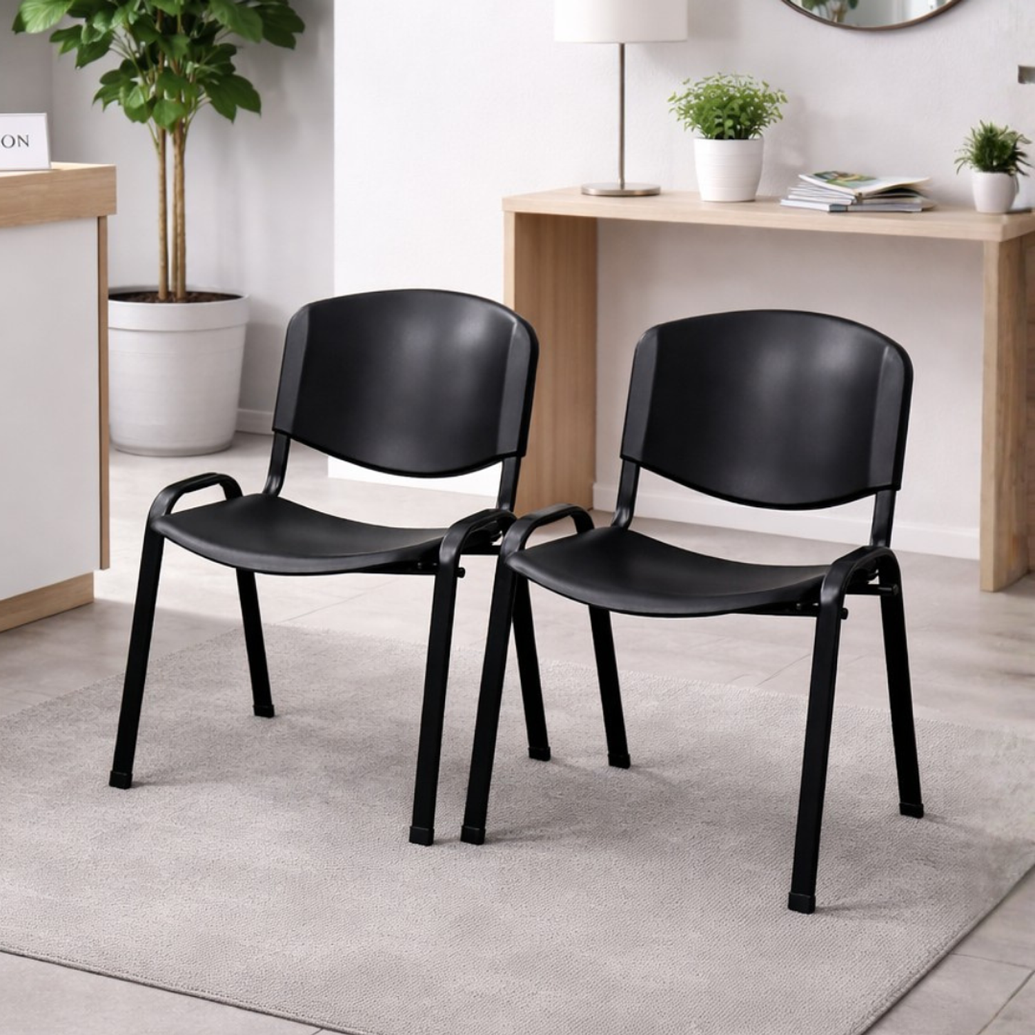 Silla de Reunión Ergonómica Negra para Visitas y Secretaria 2