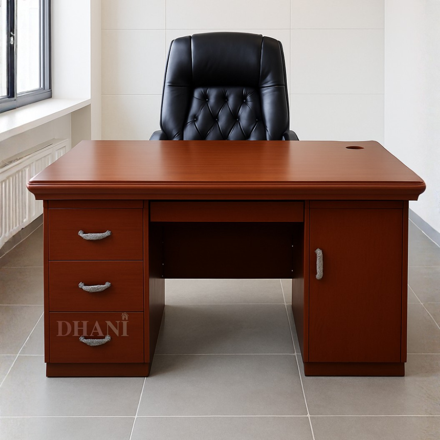 Escritorio de Oficina Clásico De Melamina Enchapado color Caoba 4