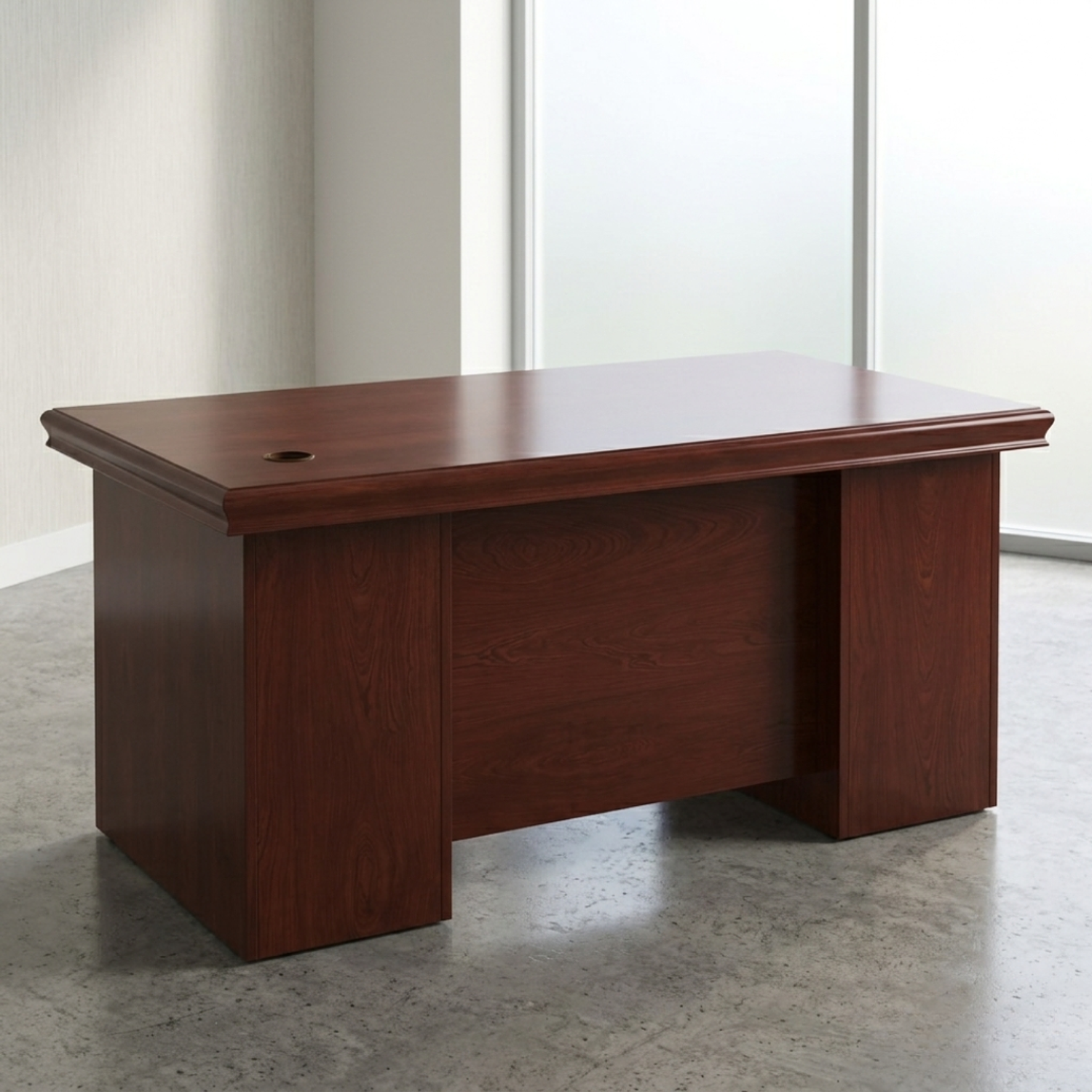 Escritorio de Oficina Clásico De Melamina Enchapado color Caoba 1