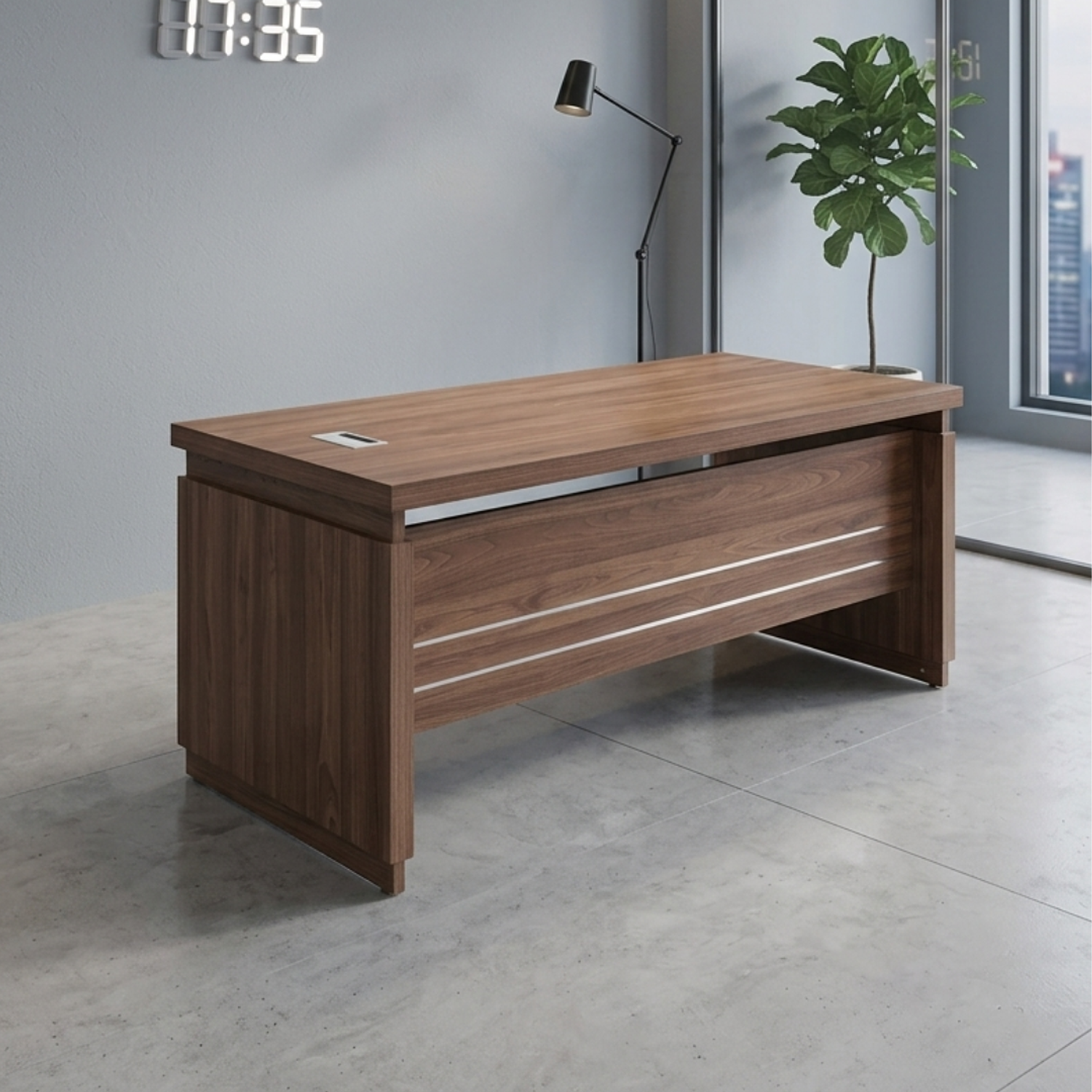 Escritorio Ejecutivo de Madera Clásico con Pasacables Integrado para Oficina  3