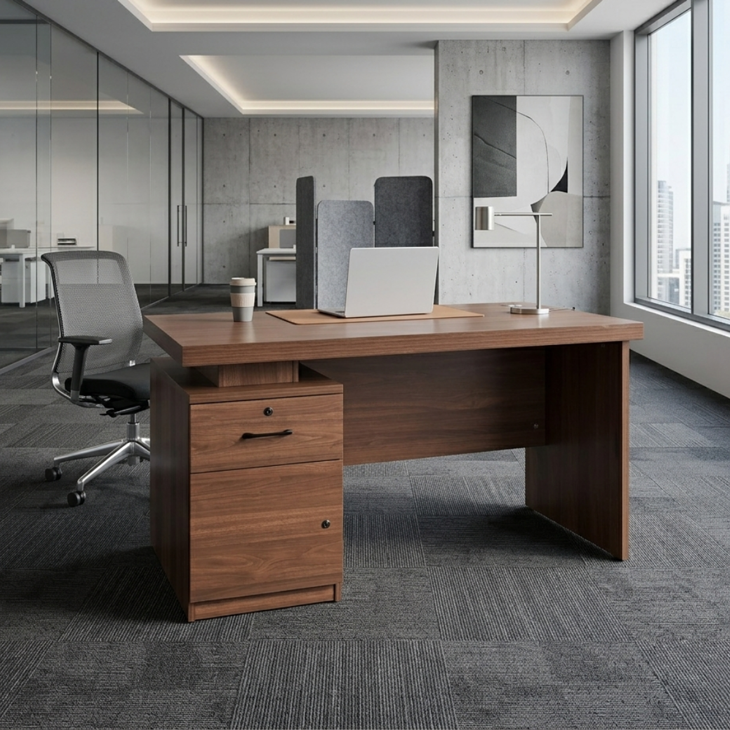 Escritorio de Oficina Clásico con Cajón de Madera 1