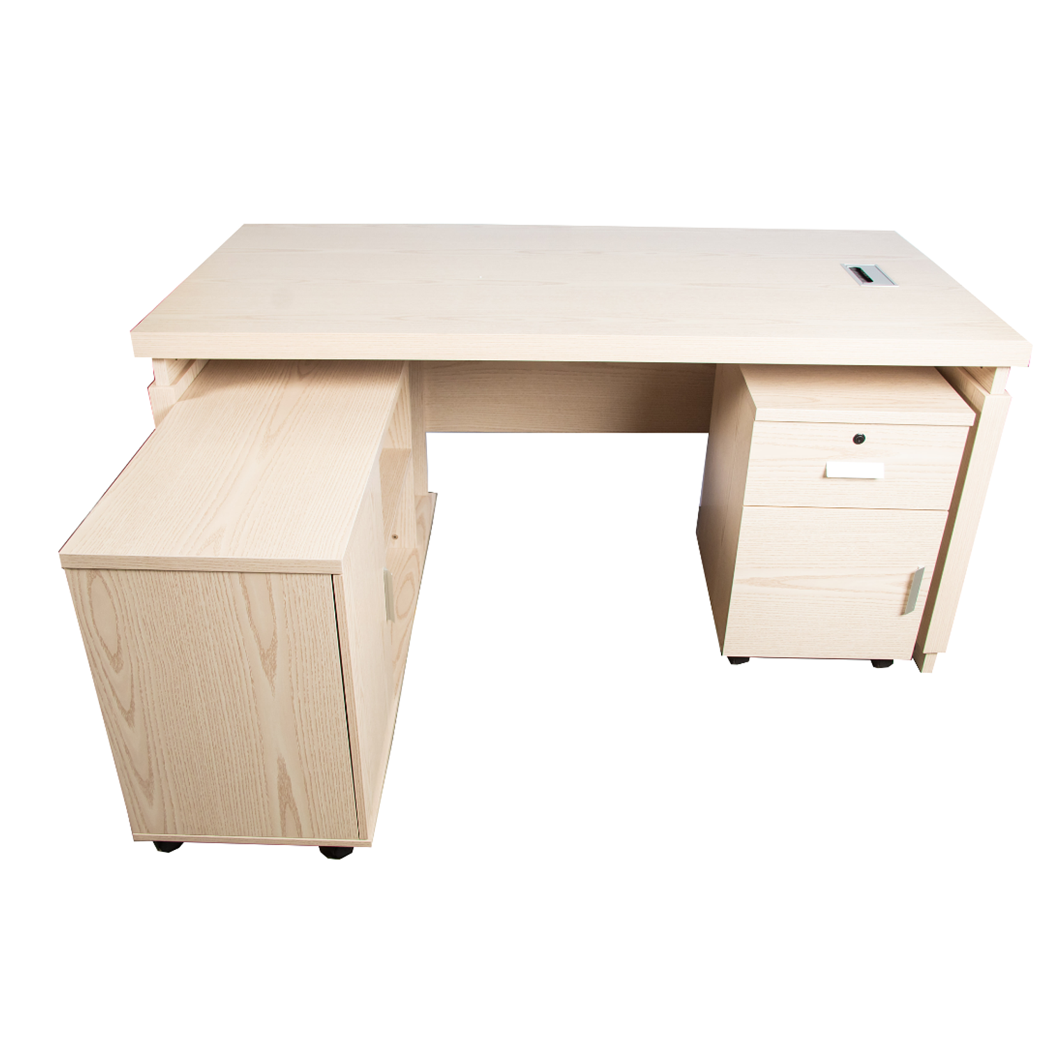 Escritorio Ejecutivo de Madera con 2 Cajones y Gabinete Beige para Oficina 6