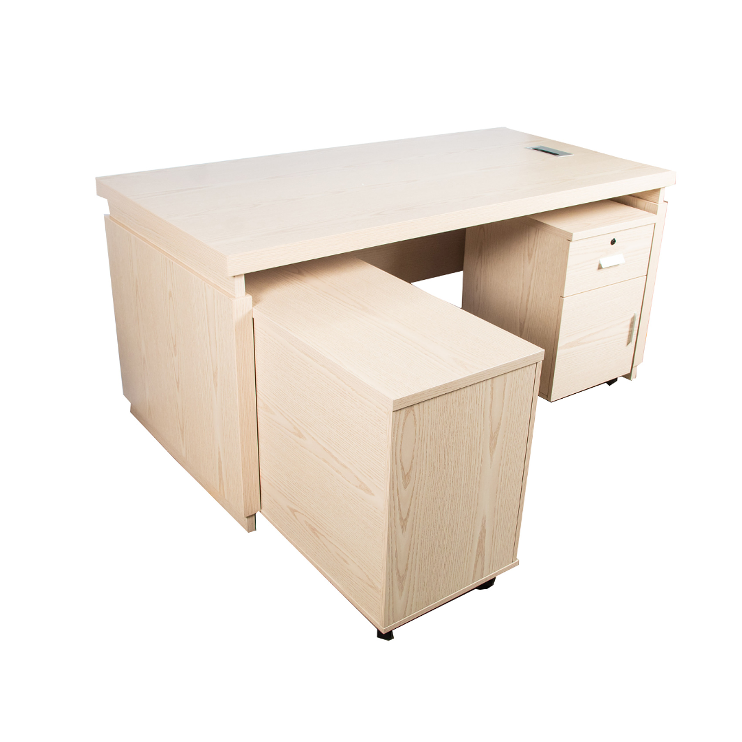 Escritorio Ejecutivo de Madera con 2 Cajones y Gabinete Beige para Oficina 8