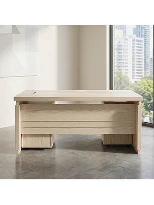 Escritorio Ejecutivo de Madera con 2 Cajones y Gabinete Beige para Oficina