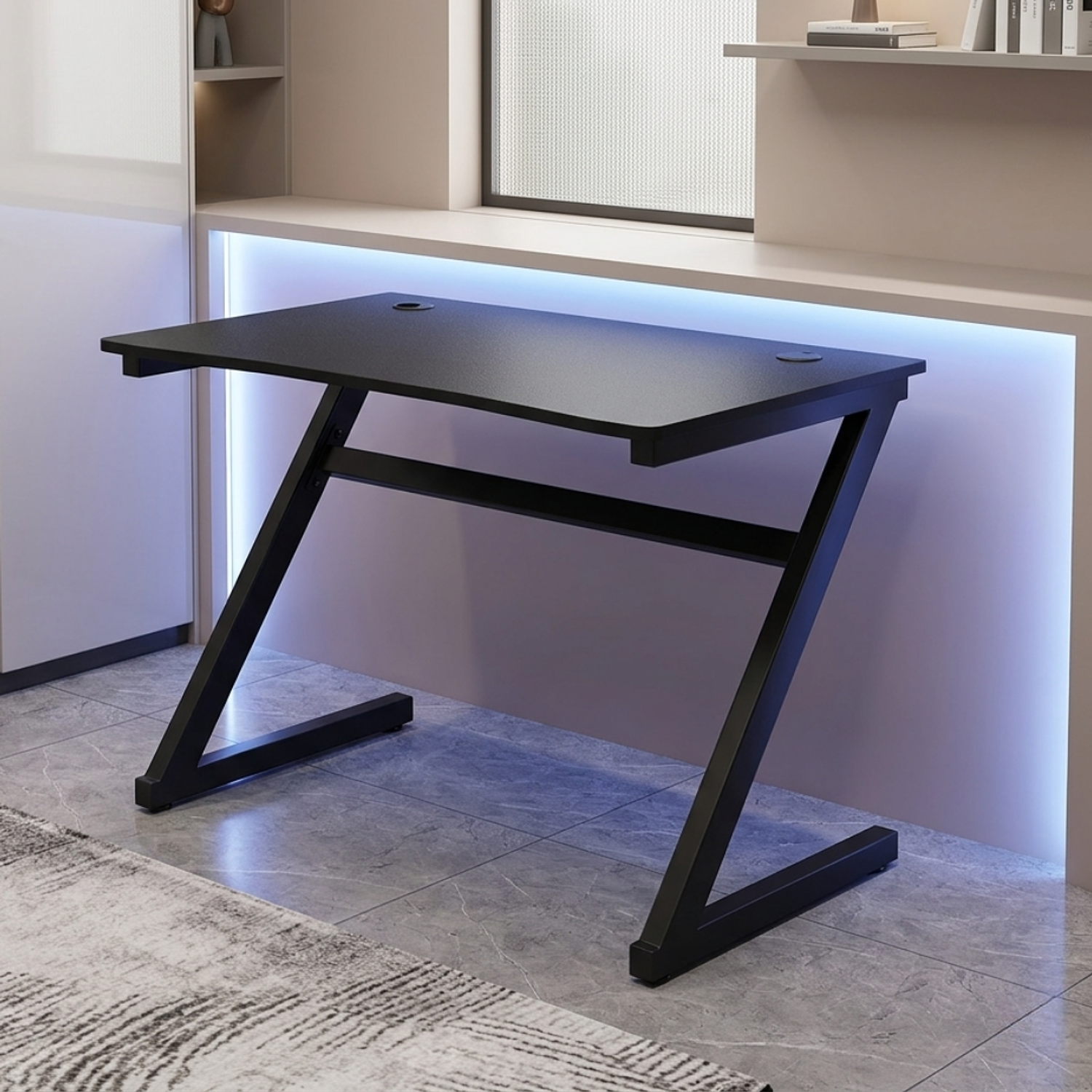 Escritorio Gamer Minimalista en Z Negro para Oficina y Setup Profesional 1