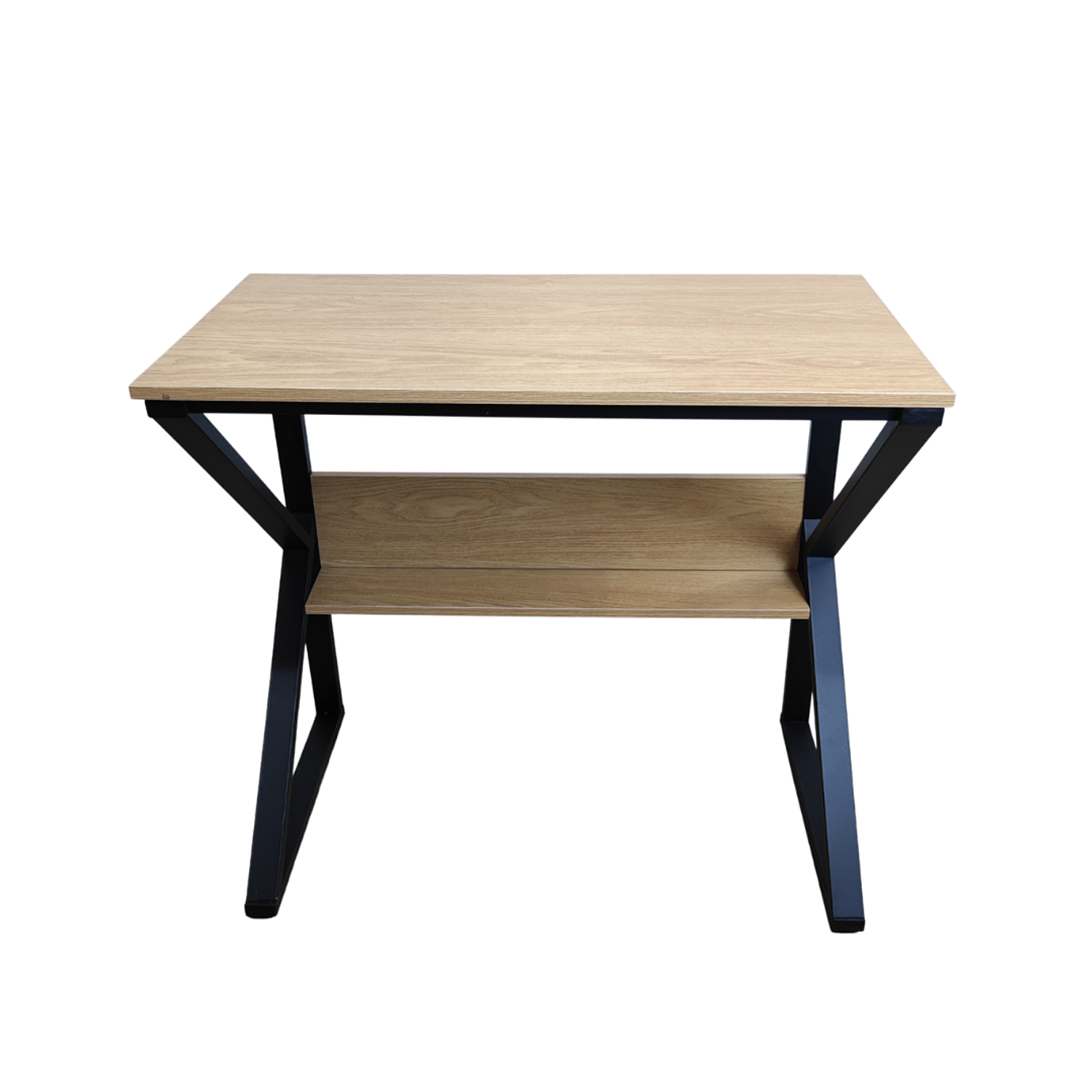 Escritorio de Oficina con Base de Metal de 2 Niveles de Madera  7