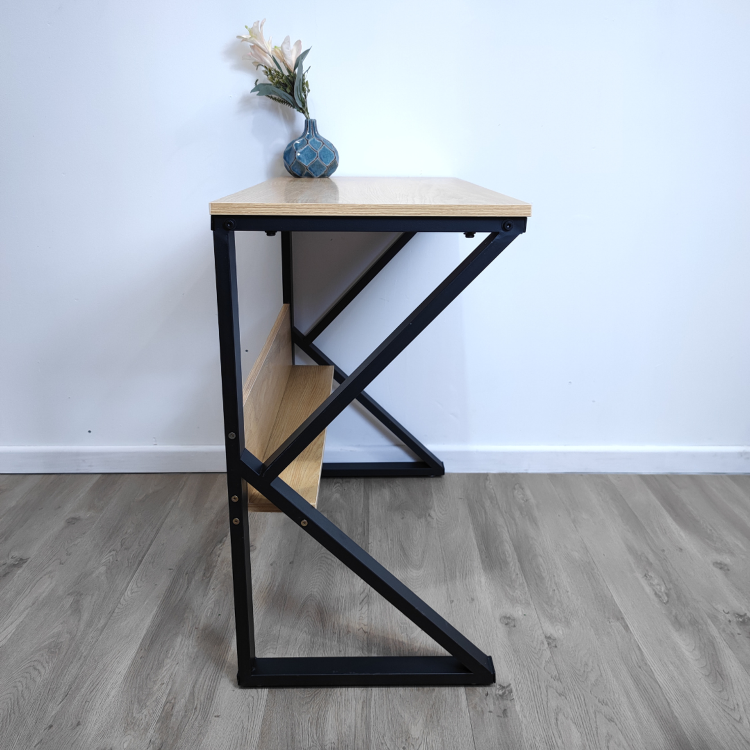 Escritorio de Oficina con Base de Metal de 2 Niveles de Madera  2