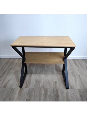 Escritorio de Oficina con Base de Metal de 2 Niveles de Madera 