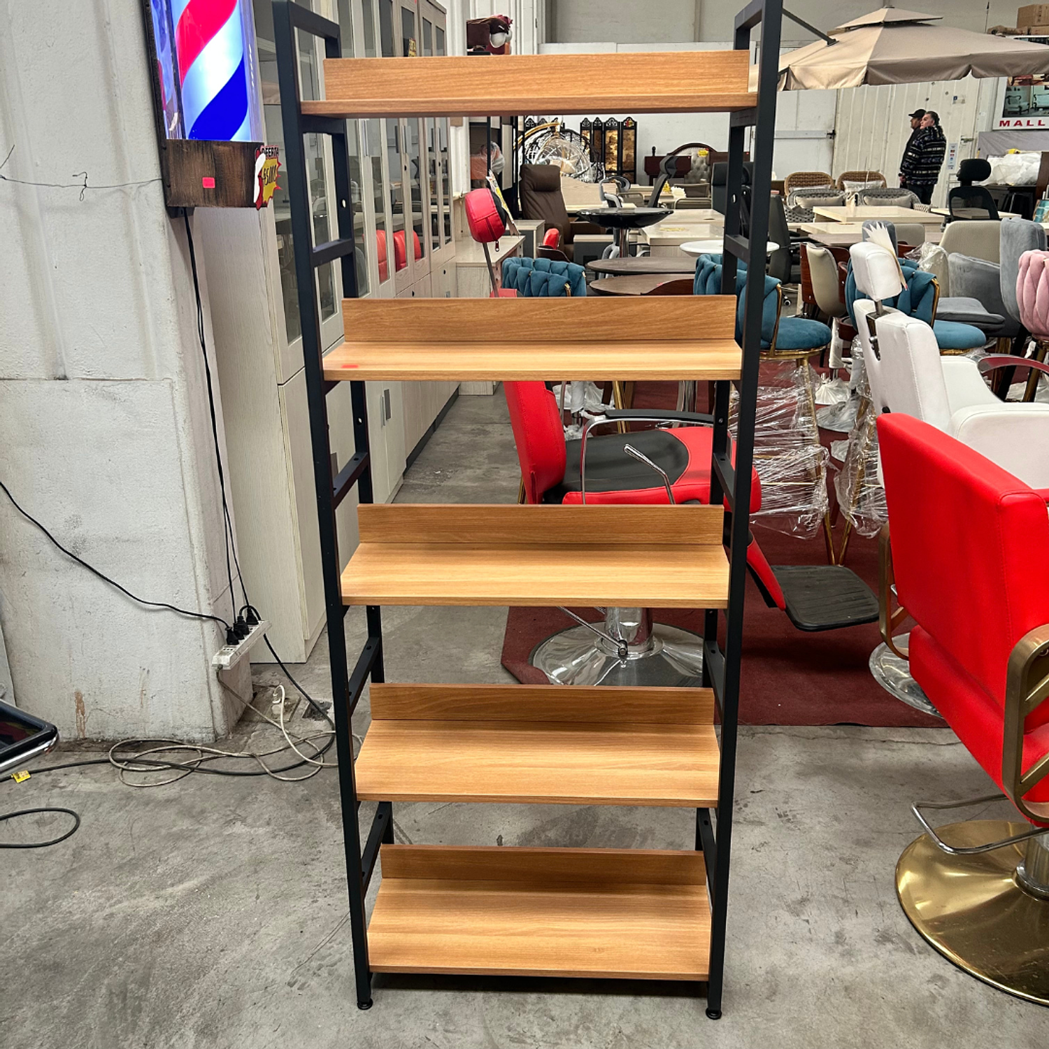 Estantería Moderno Minimalista de Madera y Hierro para Oficina y Hogar 5