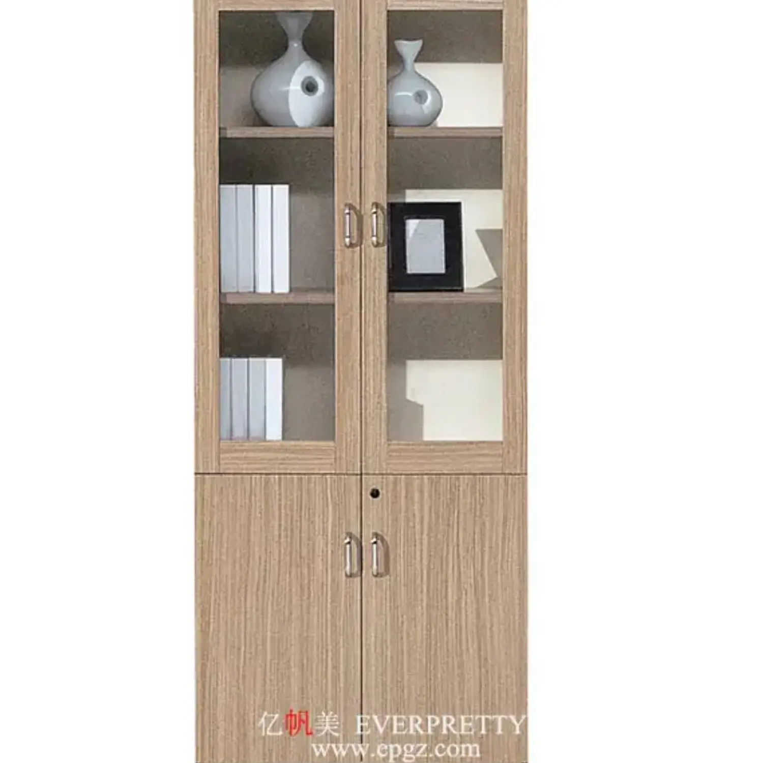 Vitrina de Madera Moderna con Puertas de Vidrio para Oficina u Hogar 5