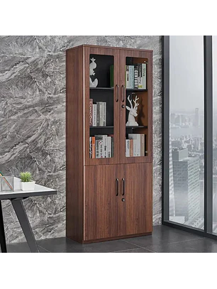 Vitrina de Madera Moderna con Puertas de Vidrio para Oficina u Hogar