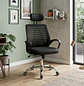 Silla Ergonómica de Oficina con Cabecera Ajustable Negra y Azul – Respaldo Transpirable y Base Cromada - Miniatura 1