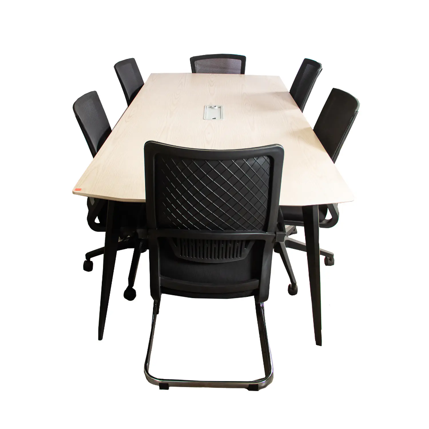 Mesa de Reuniones Rectangular de Madera Beige o Caoba Oscuro 4