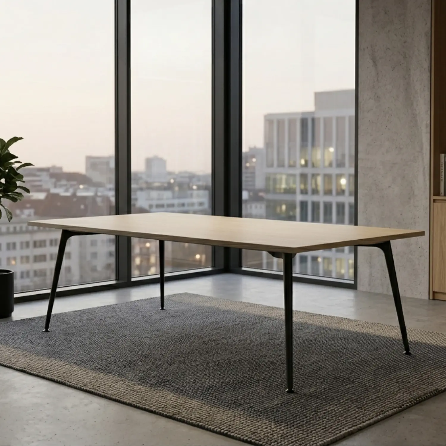 Mesa de Reuniones Rectangular de Madera Beige o Caoba Oscuro 8