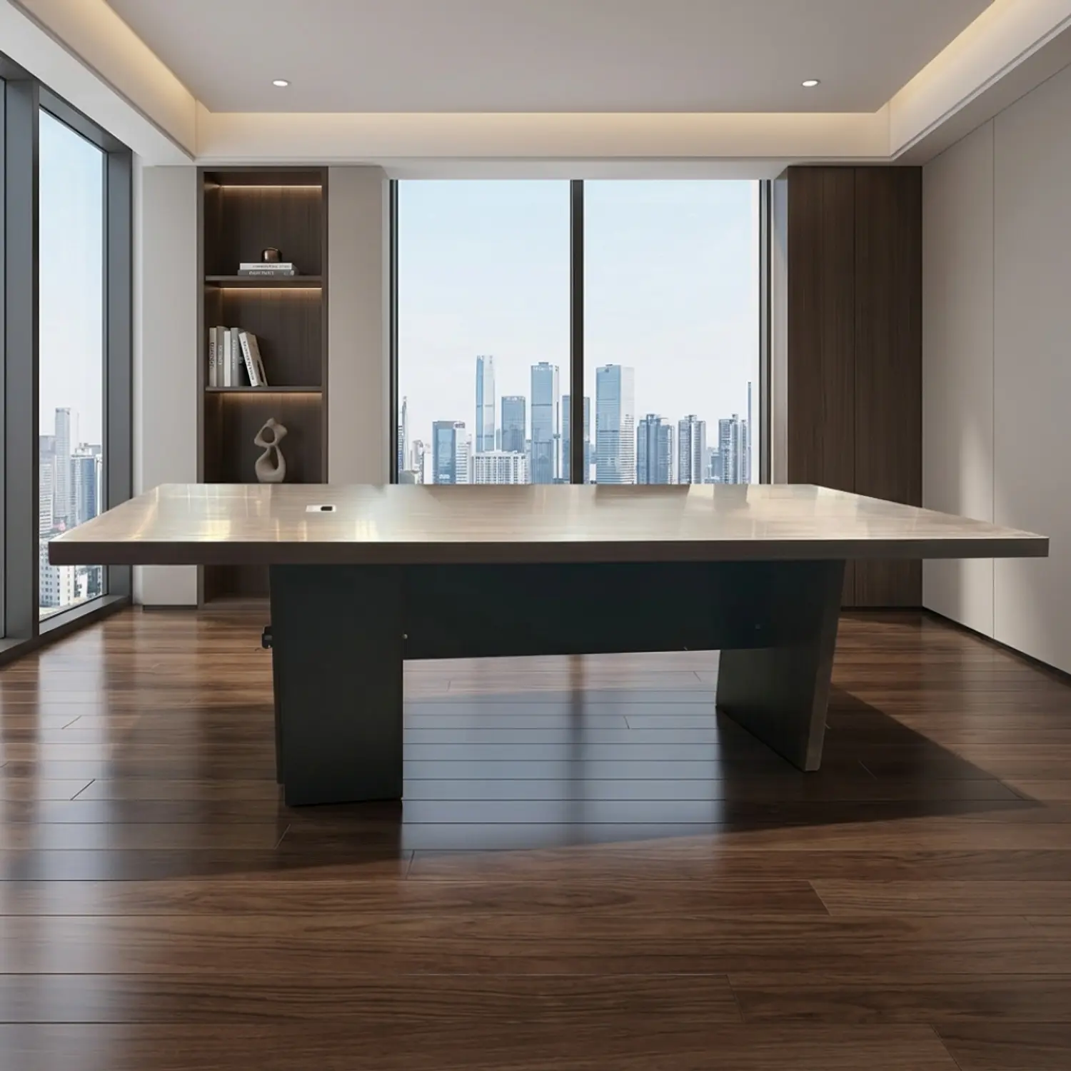 Mesa de Reuniones Rectangular de Madera Moderna para Oficina 2