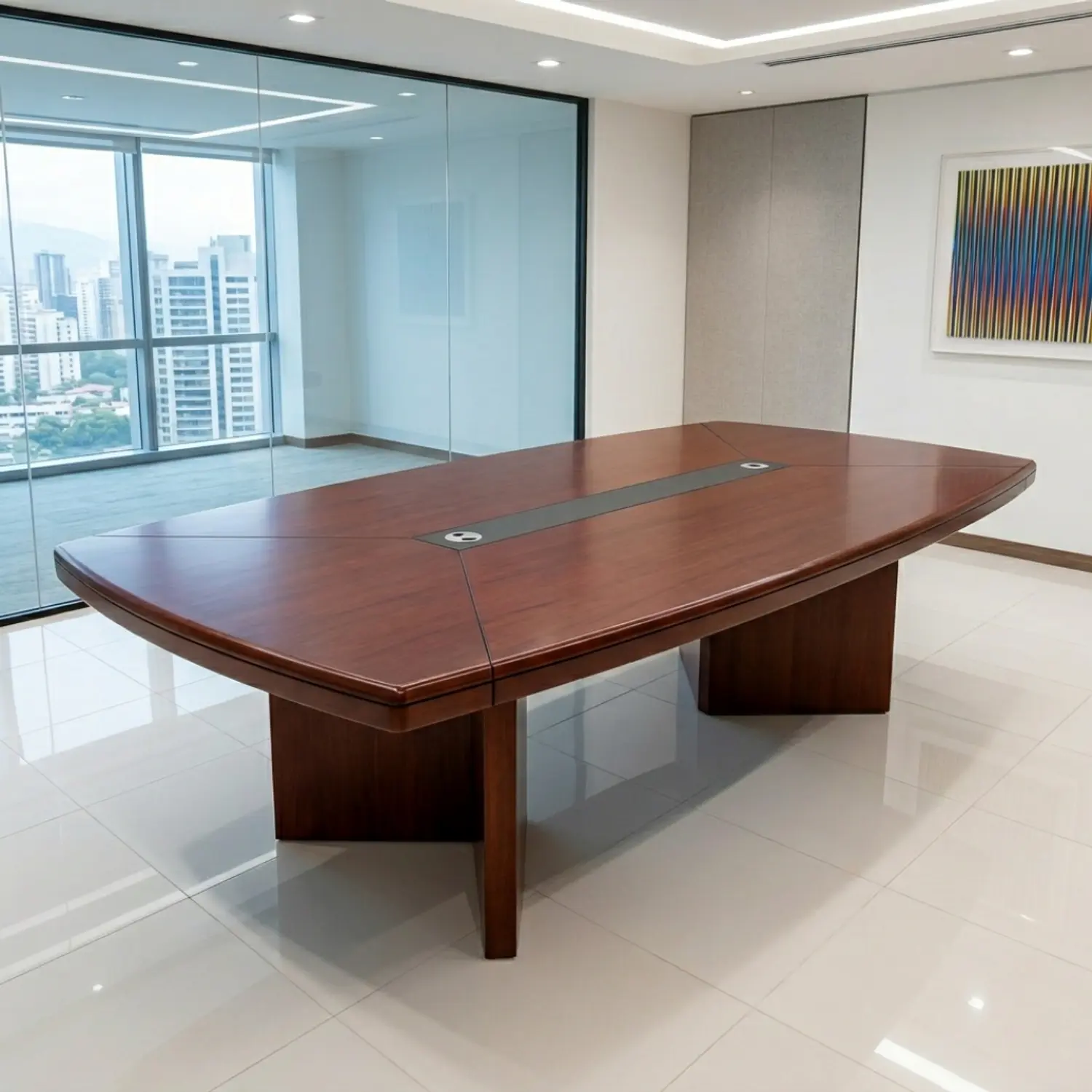 Mesa de Reuniones Rectangular de Madera para Oficina 1