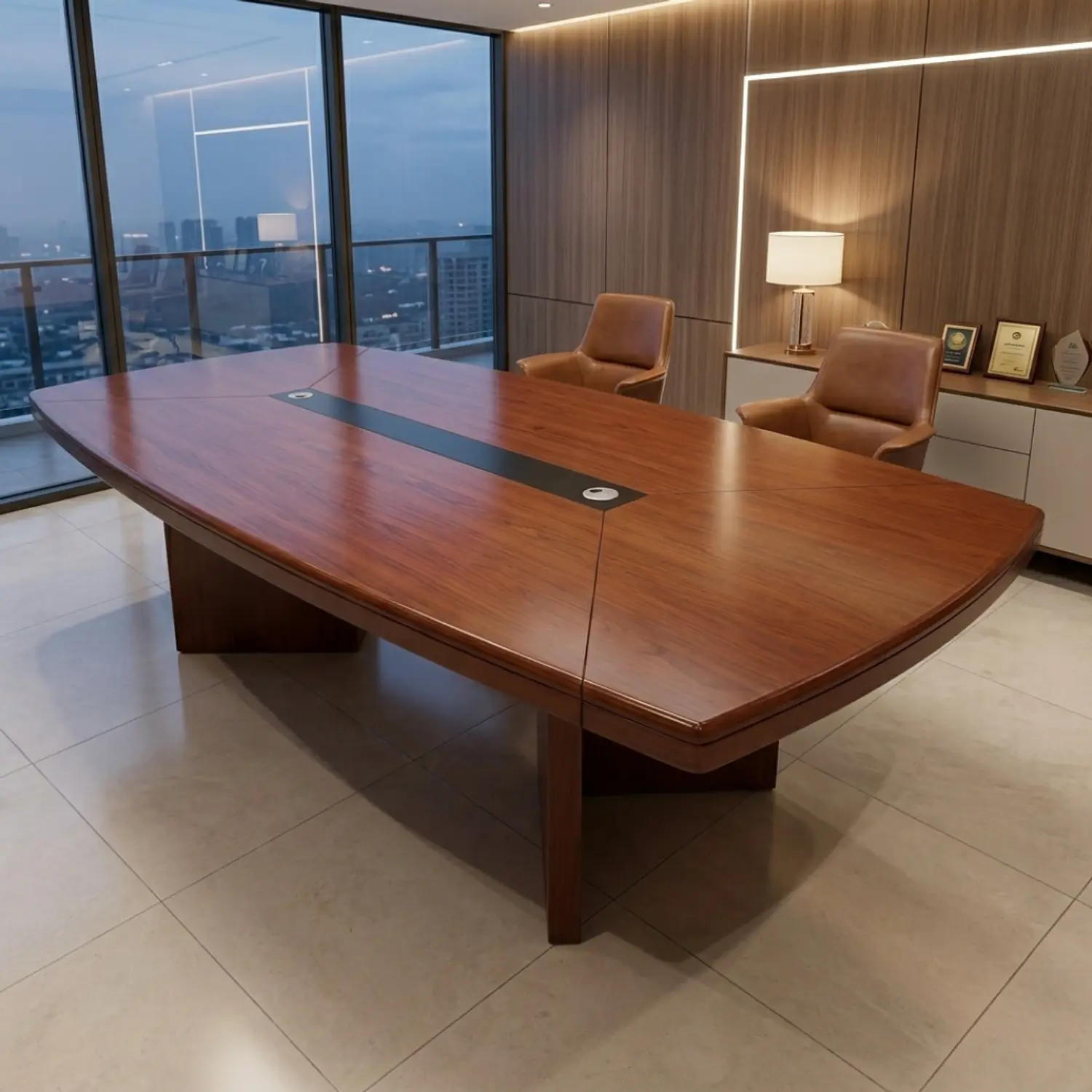 Mesa de Reuniones Rectangular de Madera para Oficina 8