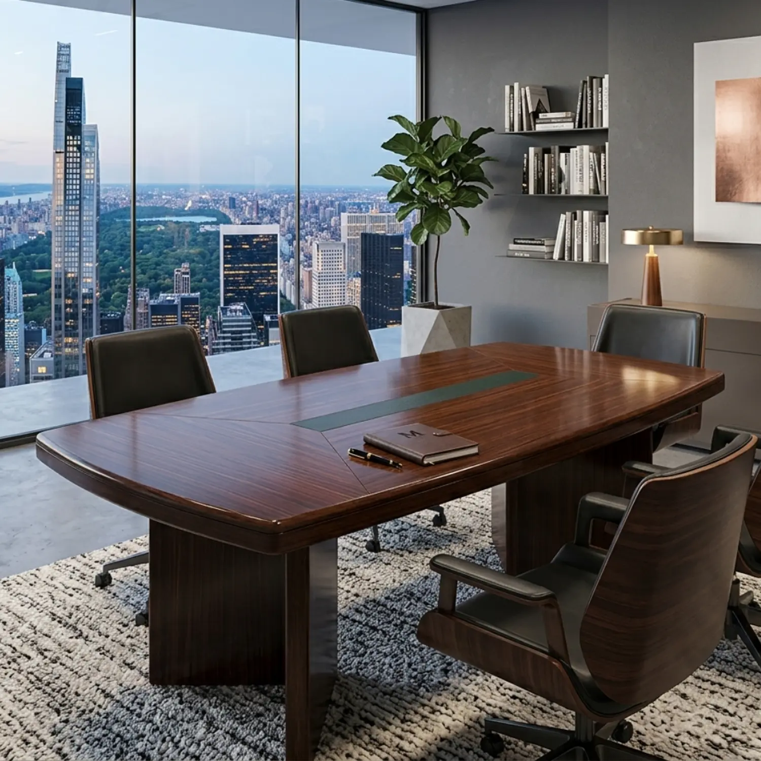 Mesa de Reuniones Rectangular de Madera para Oficina 9