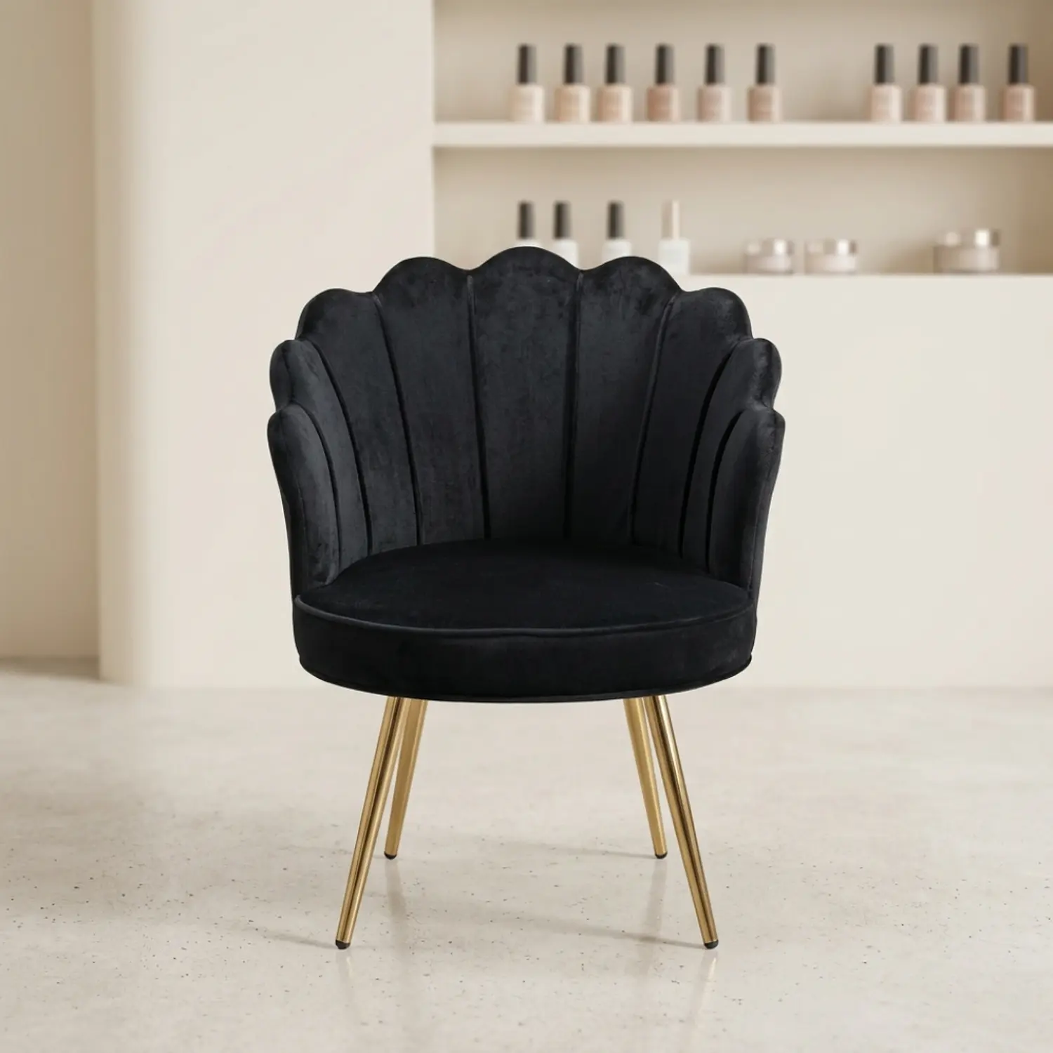 Silla Manicure Profesional Velvet Tipo Concha para Uñas y Salón de Belleza 10