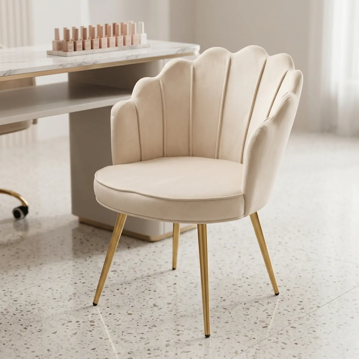Silla Manicure Profesional Velvet Tipo Concha para Uñas y Salón de Belleza 13