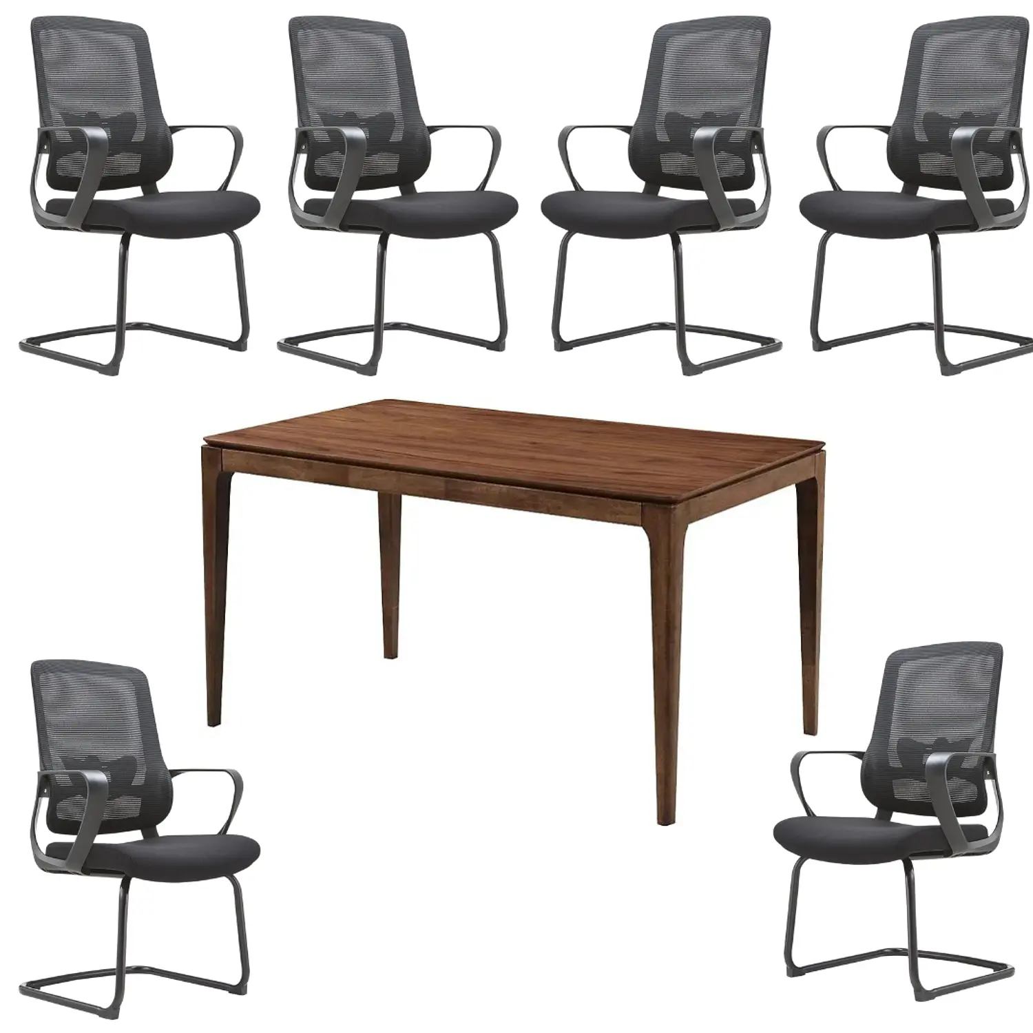 Mesa de Reuniones Rectangular de Madera para 4 y 6 Sillas  5