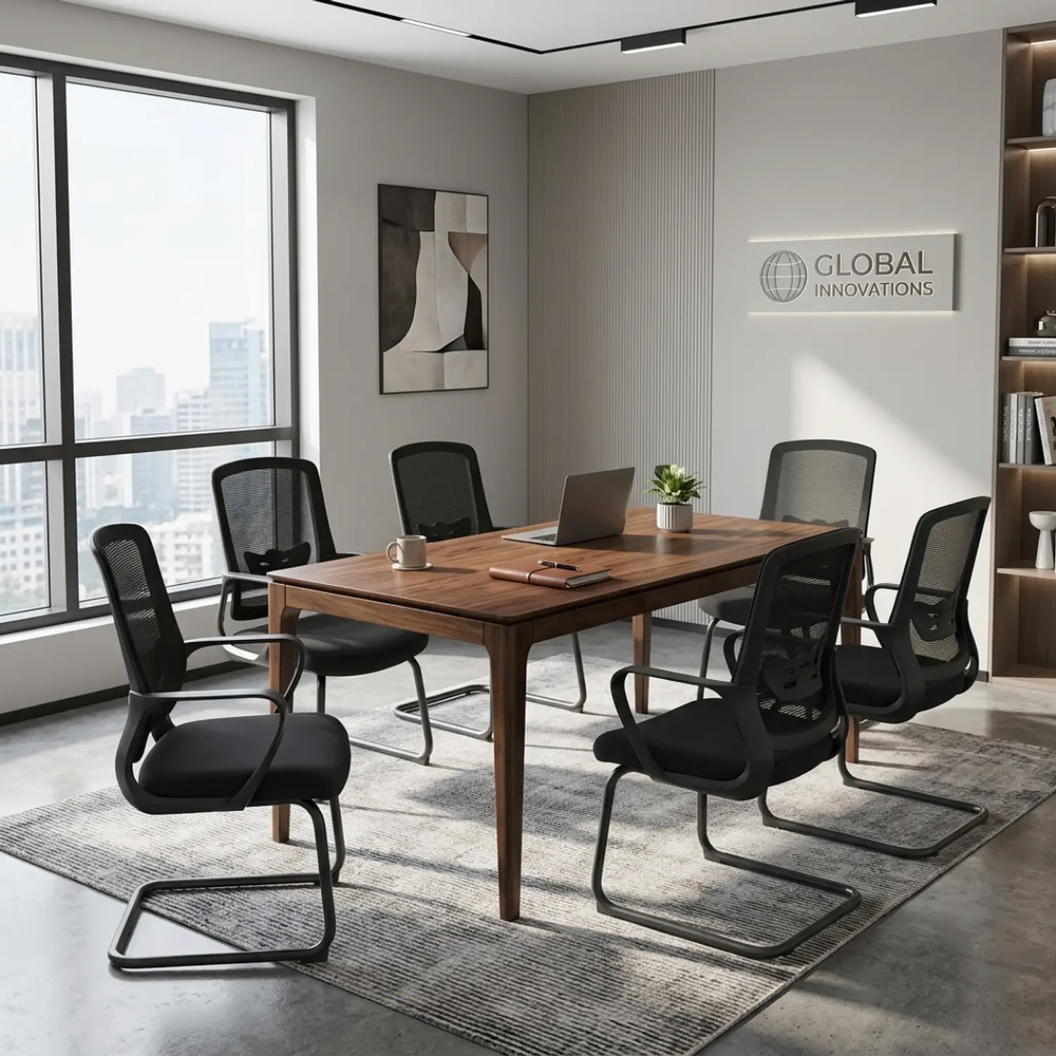 Mesa de Reuniones Rectangular de Madera para 4 y 6 Sillas  2