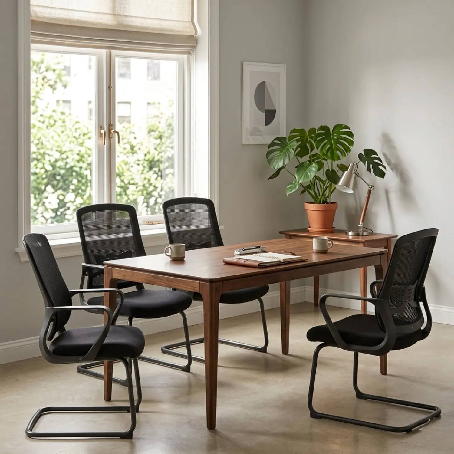 Mesa de Reuniones Rectangular de Madera para 4 y 6 Sillas  9