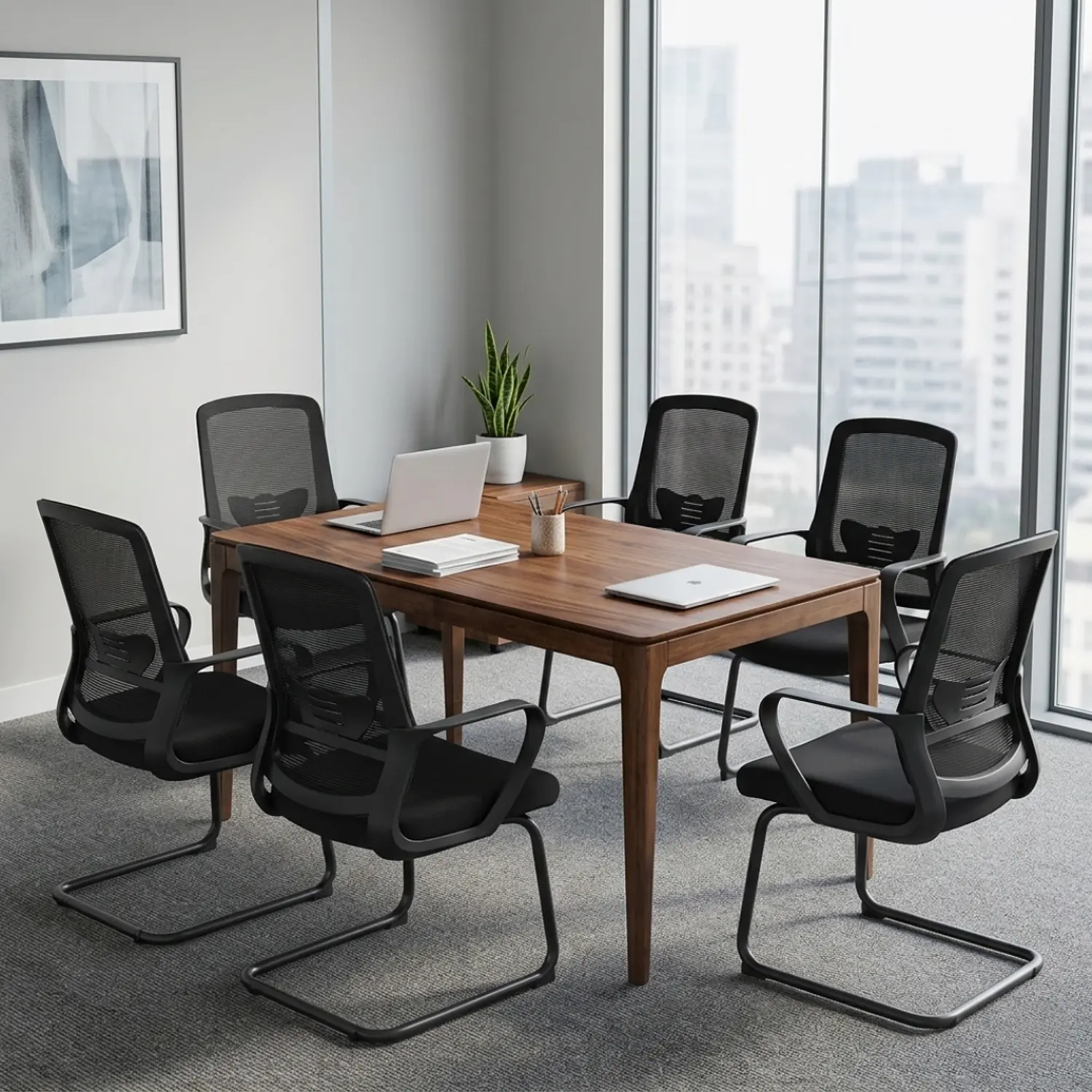 Mesa de Reuniones Rectangular de Madera para 4 y 6 Sillas  3