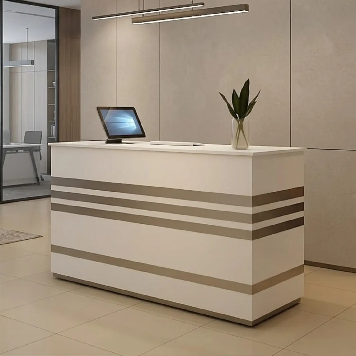 Mostrador de Recepción Moderno Blanco 120 cm para Oficina 2