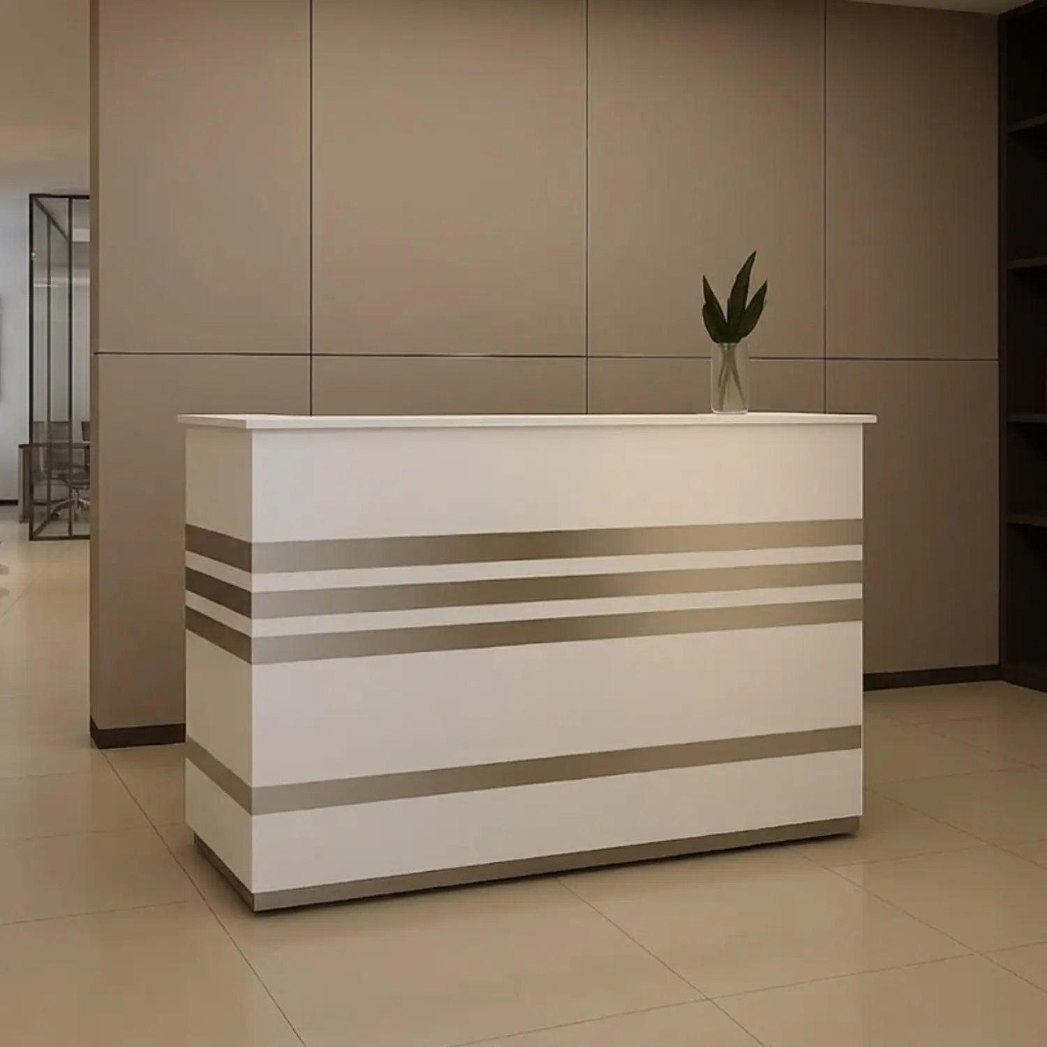 Mostrador de Recepción Moderno Blanco 120 cm para Oficina 1
