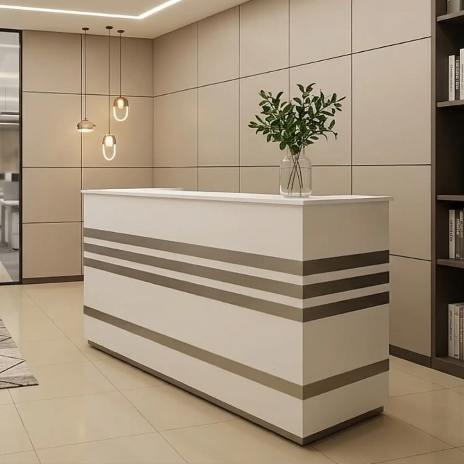 Mostrador de Recepción Moderno Blanco 120 cm para Oficina 5