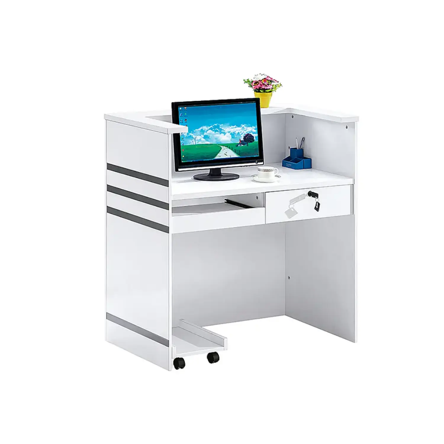 Mostrador de Recepción Blanco 100 cm para Oficina y Atención al Cliente 5