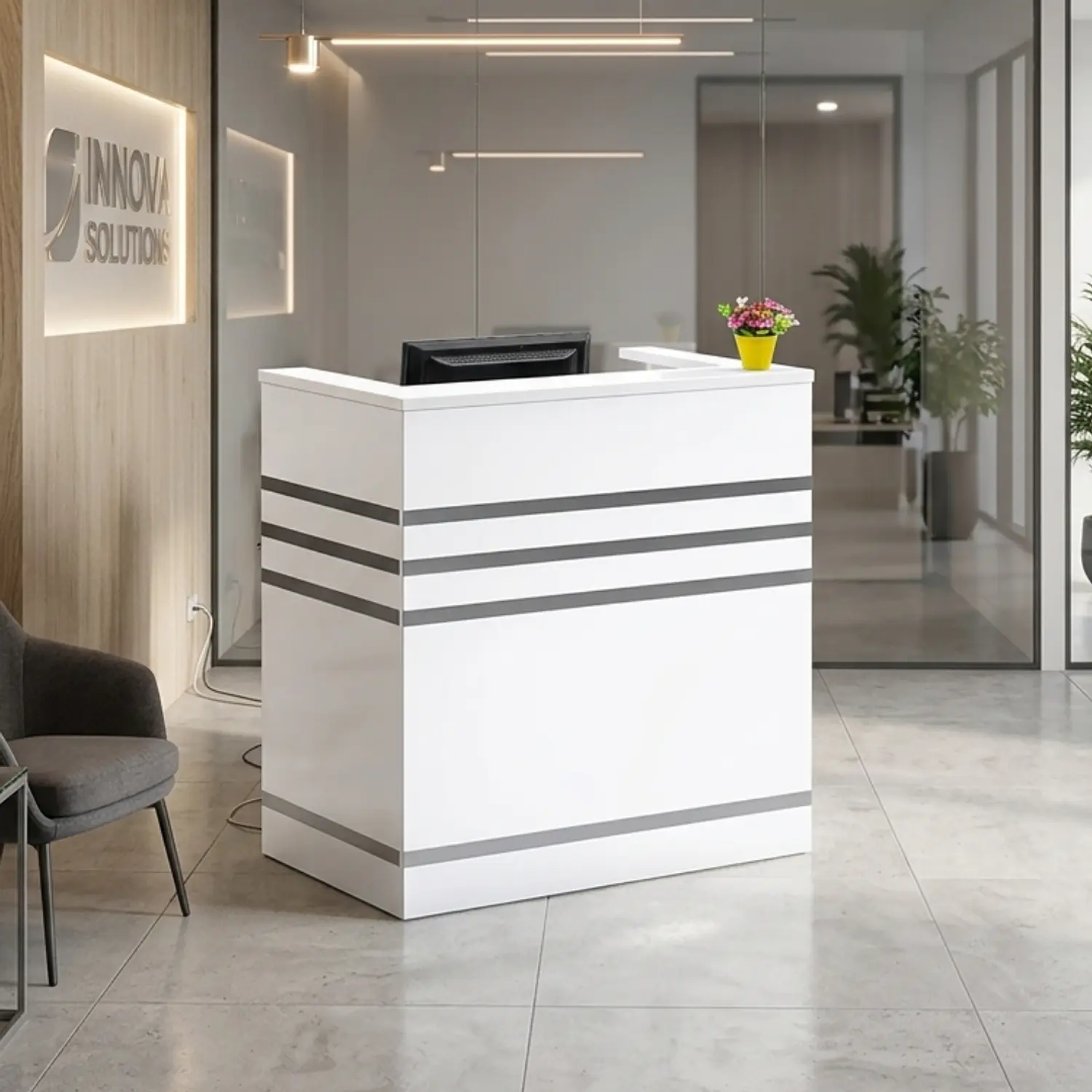 Mostrador de Recepción Blanco 100 cm para Oficina y Atención al Cliente 1