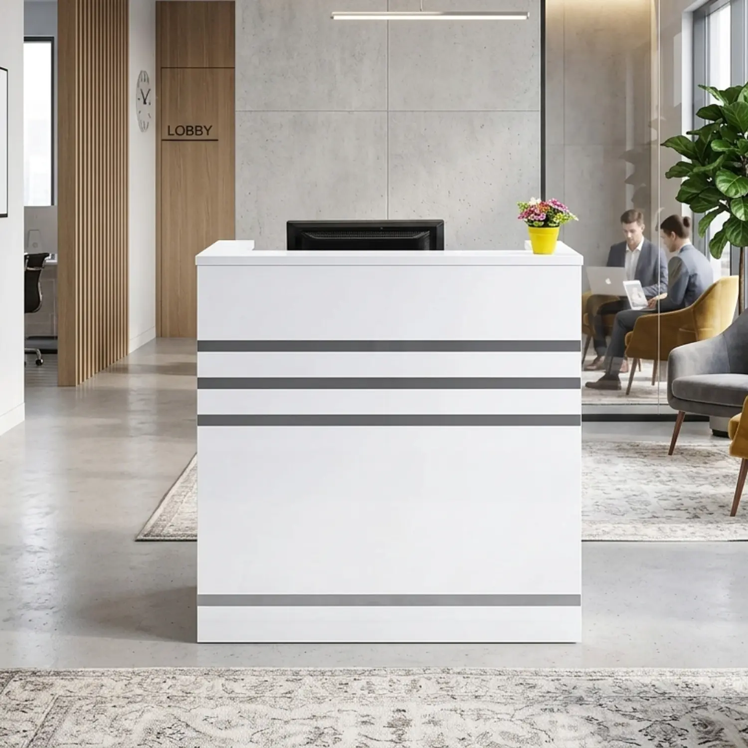 Mostrador de Recepción Blanco 100 cm para Oficina y Atención al Cliente 3