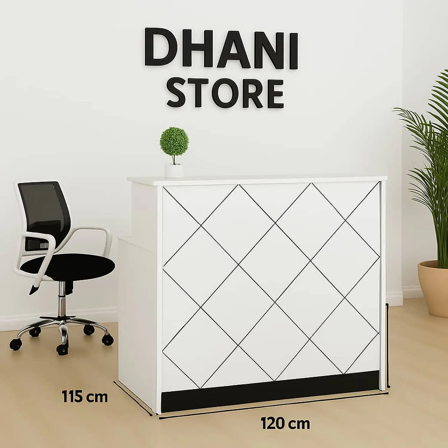 Mostrador de Recepción Blanco con Diseño Rombo Moderno 7