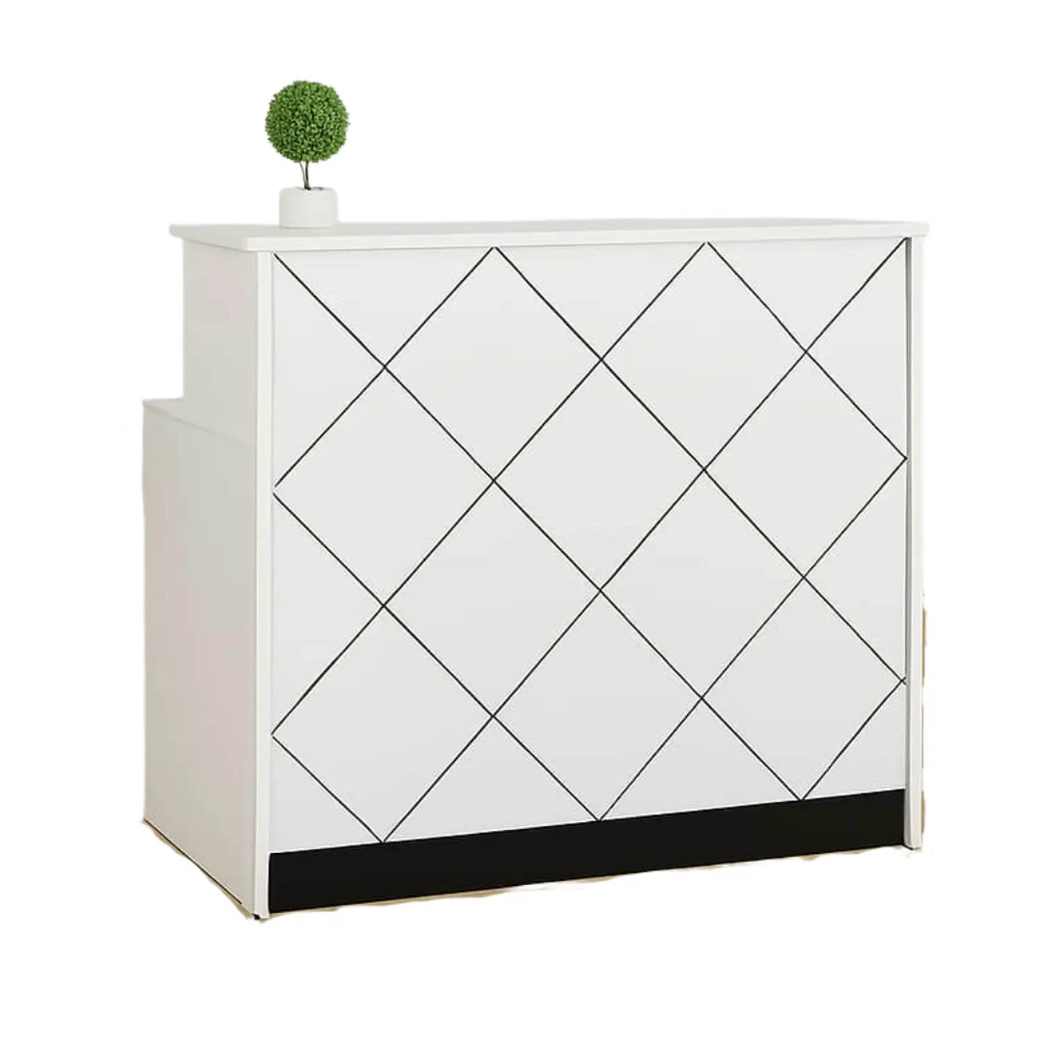 Mostrador de Recepción Blanco con Diseño Rombo Moderno 5