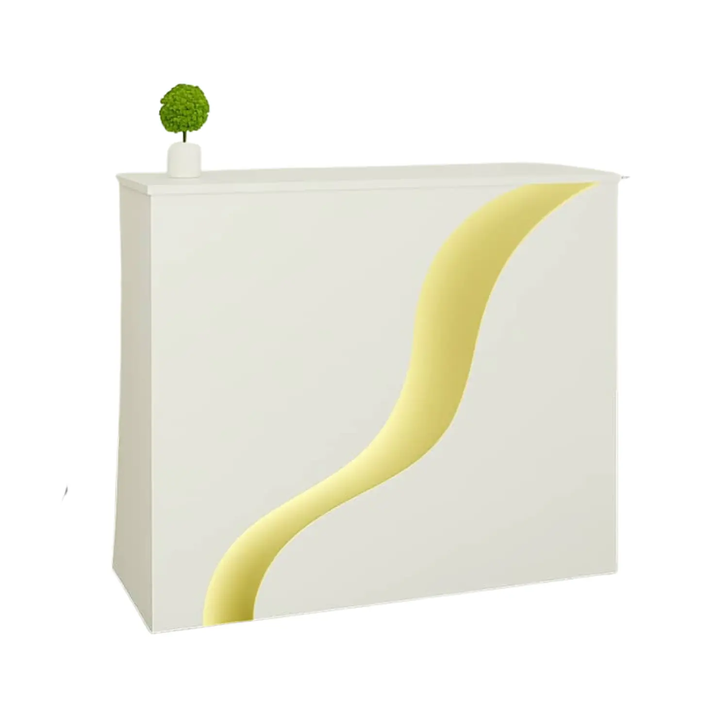 Mostrador de Recepción Blanco 80 cm con Detalle Dorado para Oficina y Atención al Cliente 3