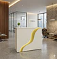 Mostrador de Recepción Blanco 80 cm con Detalle Dorado para Oficina y Atención al Cliente - Miniatura 5